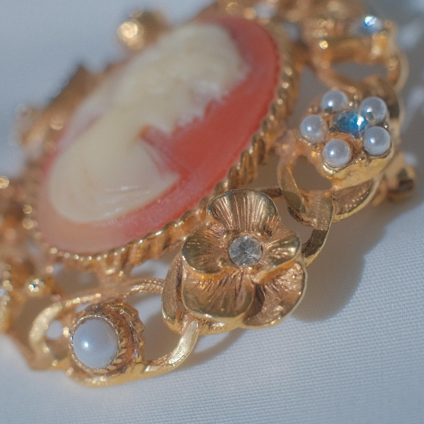 Vintage Cameo Brooch with Detailed Frame