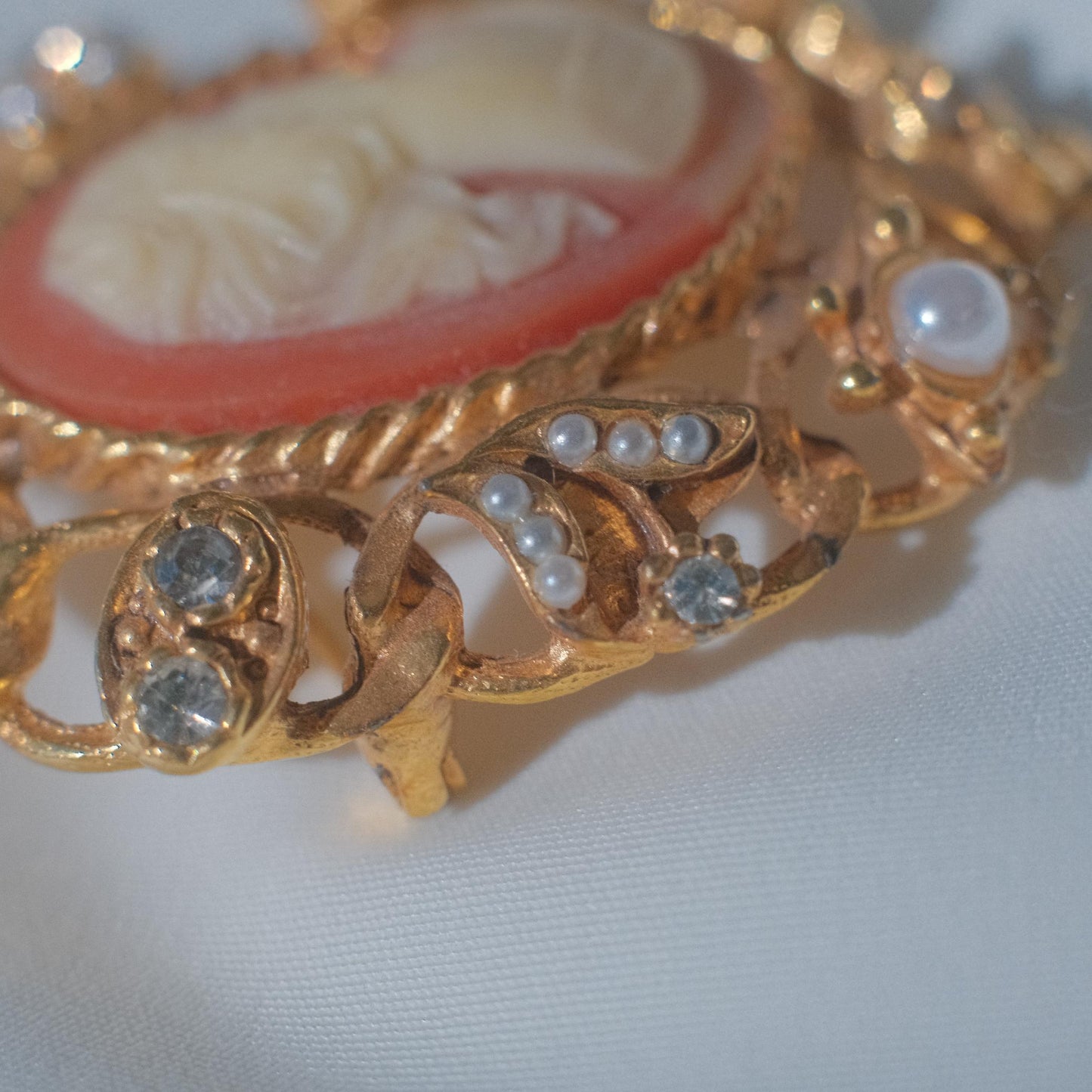 Vintage Cameo Brooch with Detailed Frame