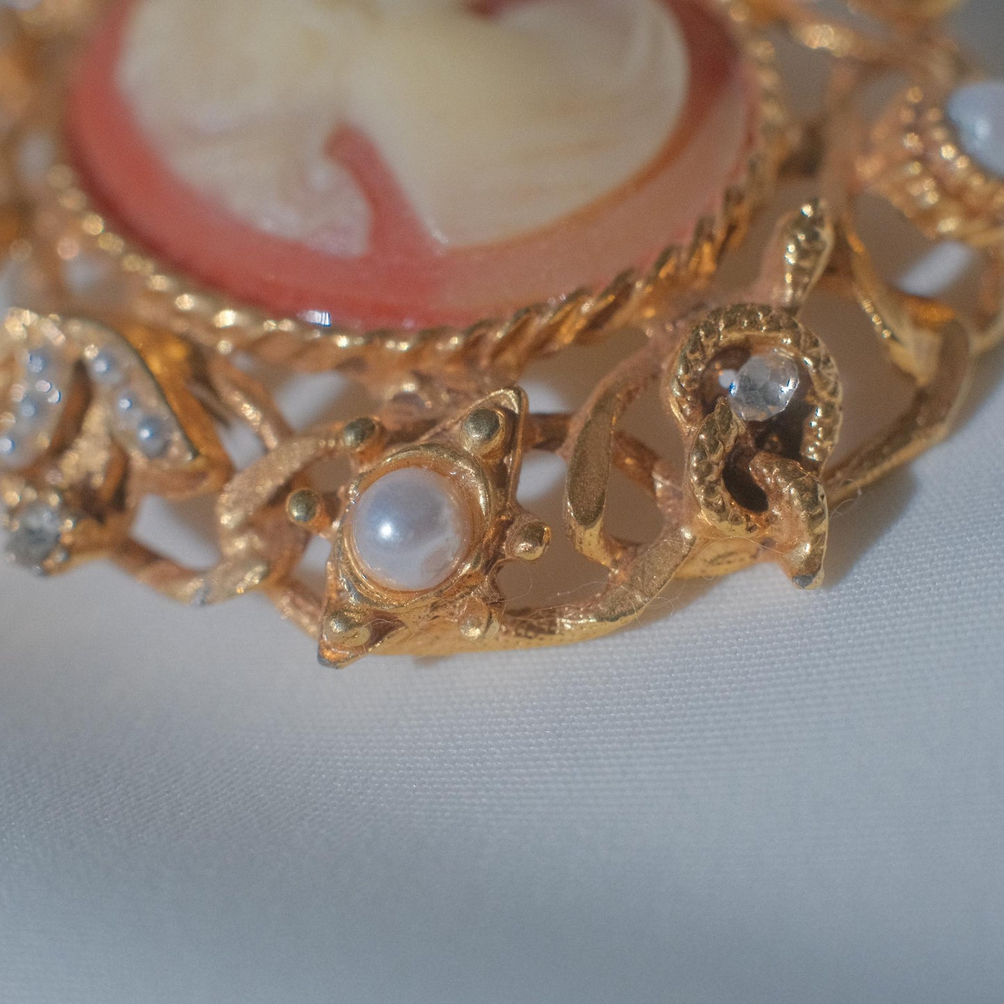 Vintage Cameo Brooch with Detailed Frame