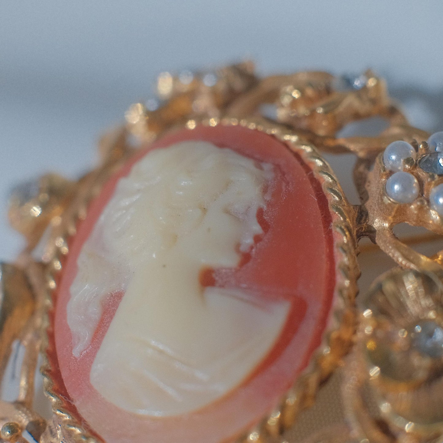 Vintage Cameo Brooch with Detailed Frame