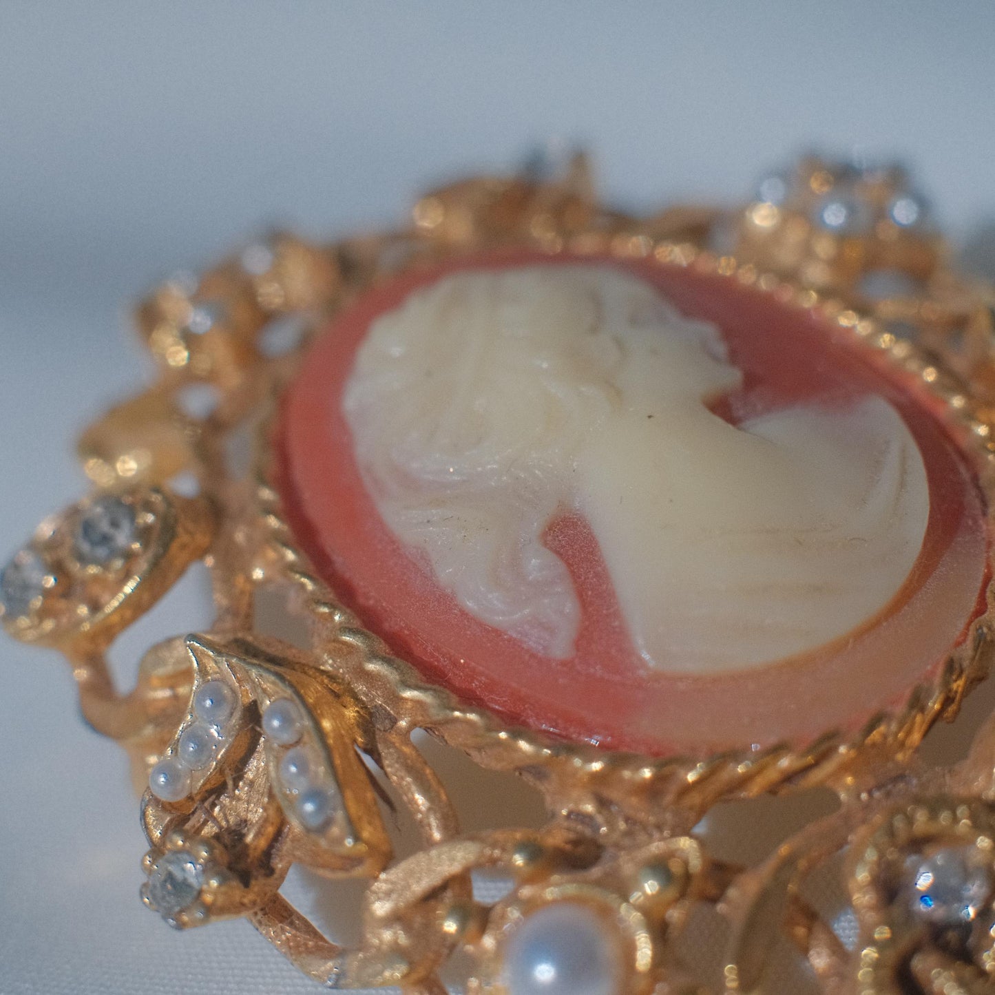 Vintage Cameo Brooch with Detailed Frame