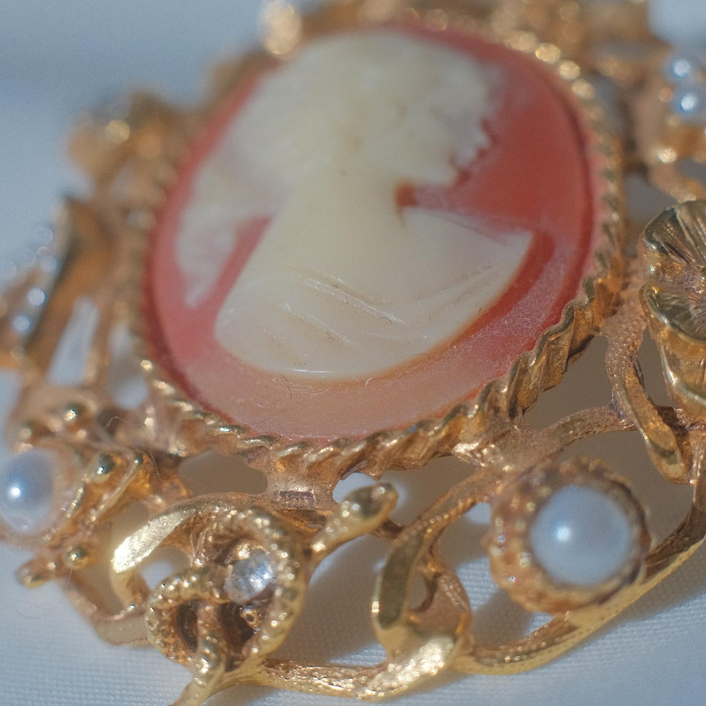 Vintage Cameo Brooch with Detailed Frame