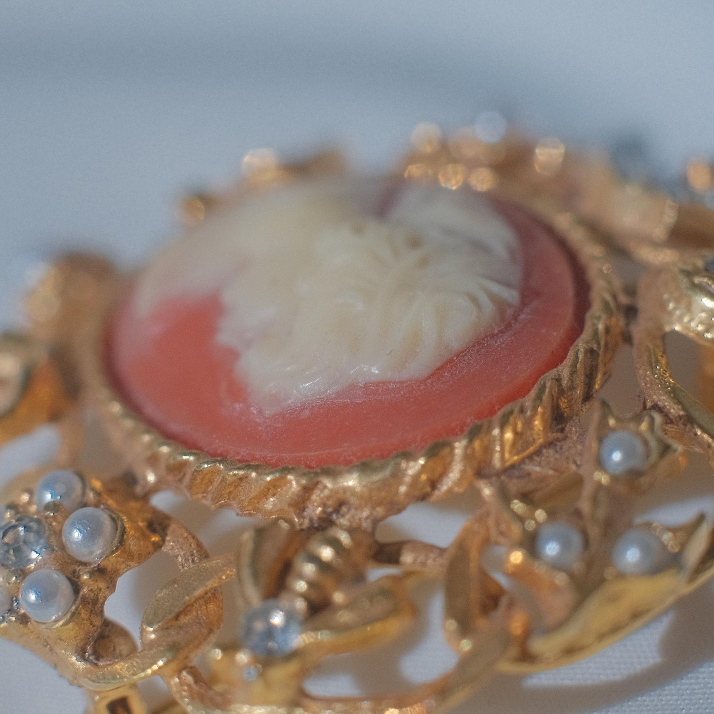 Vintage Cameo Brooch with Detailed Frame
