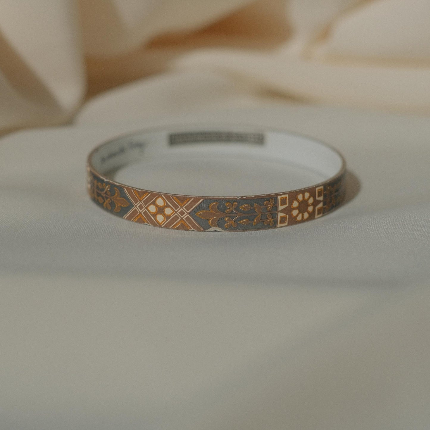 Vintage Michaela Frey Enamel Bangle with Floral Motif