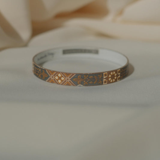 Vintage Michaela Frey Enamel Bangle with Floral Motif