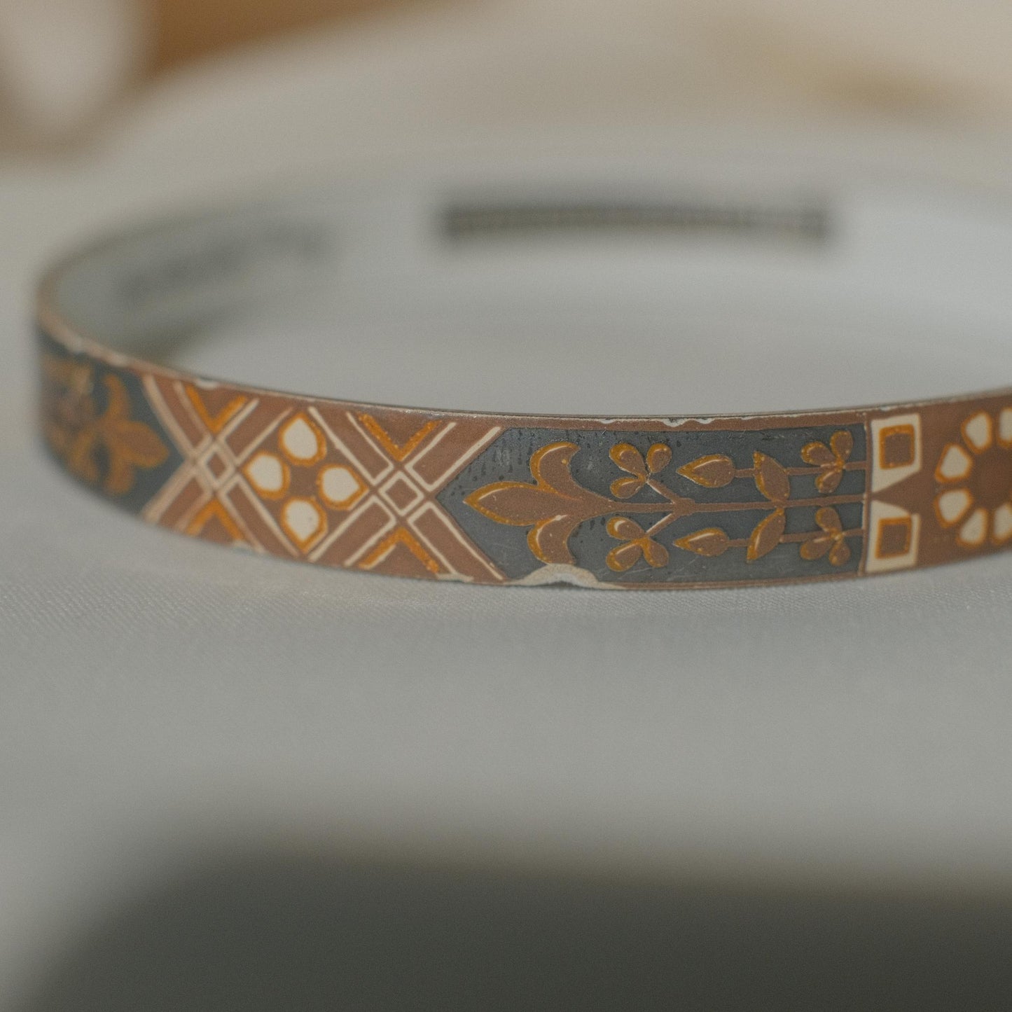 Vintage Michaela Frey Enamel Bangle with Floral Motif