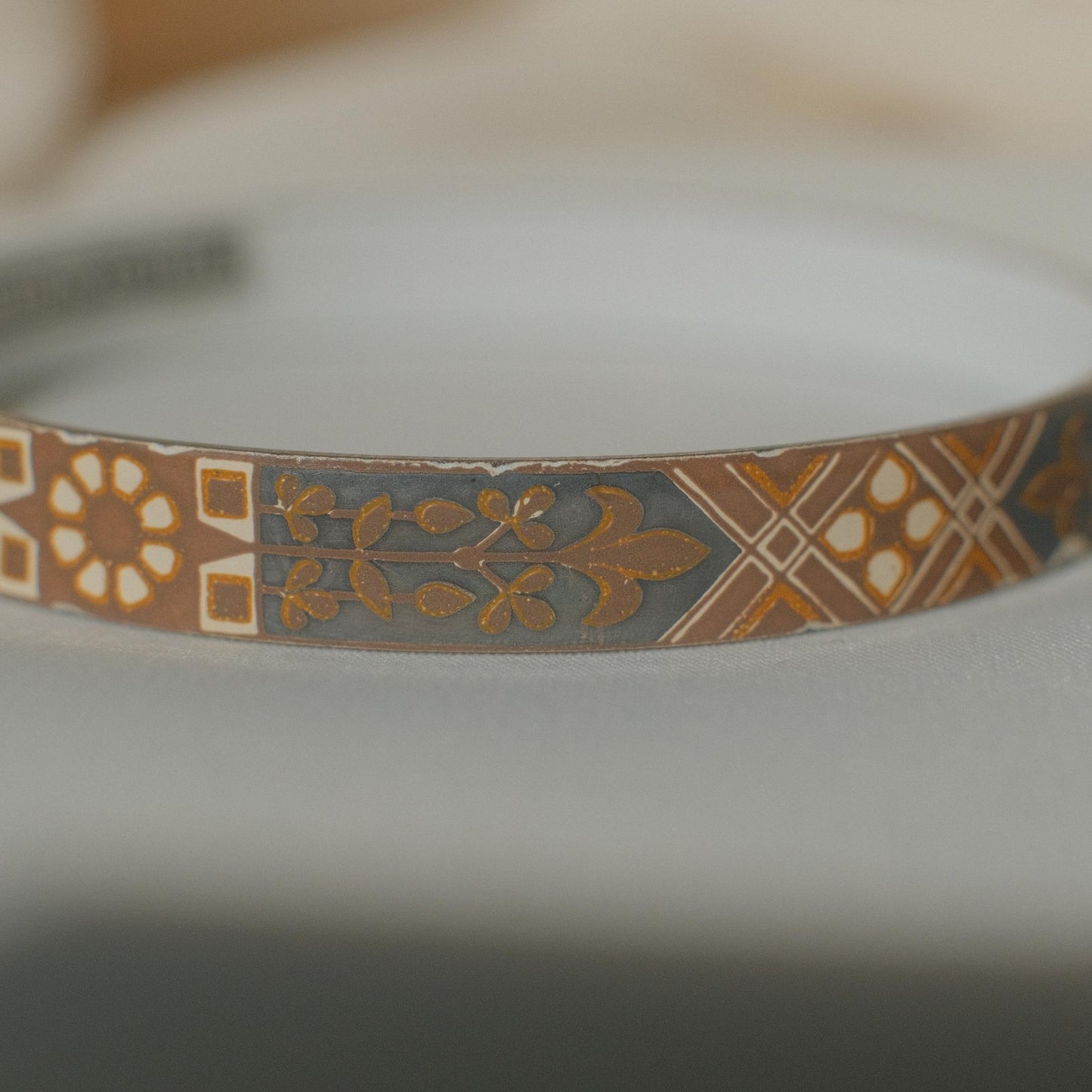 Vintage Michaela Frey Enamel Bangle with Floral Motif