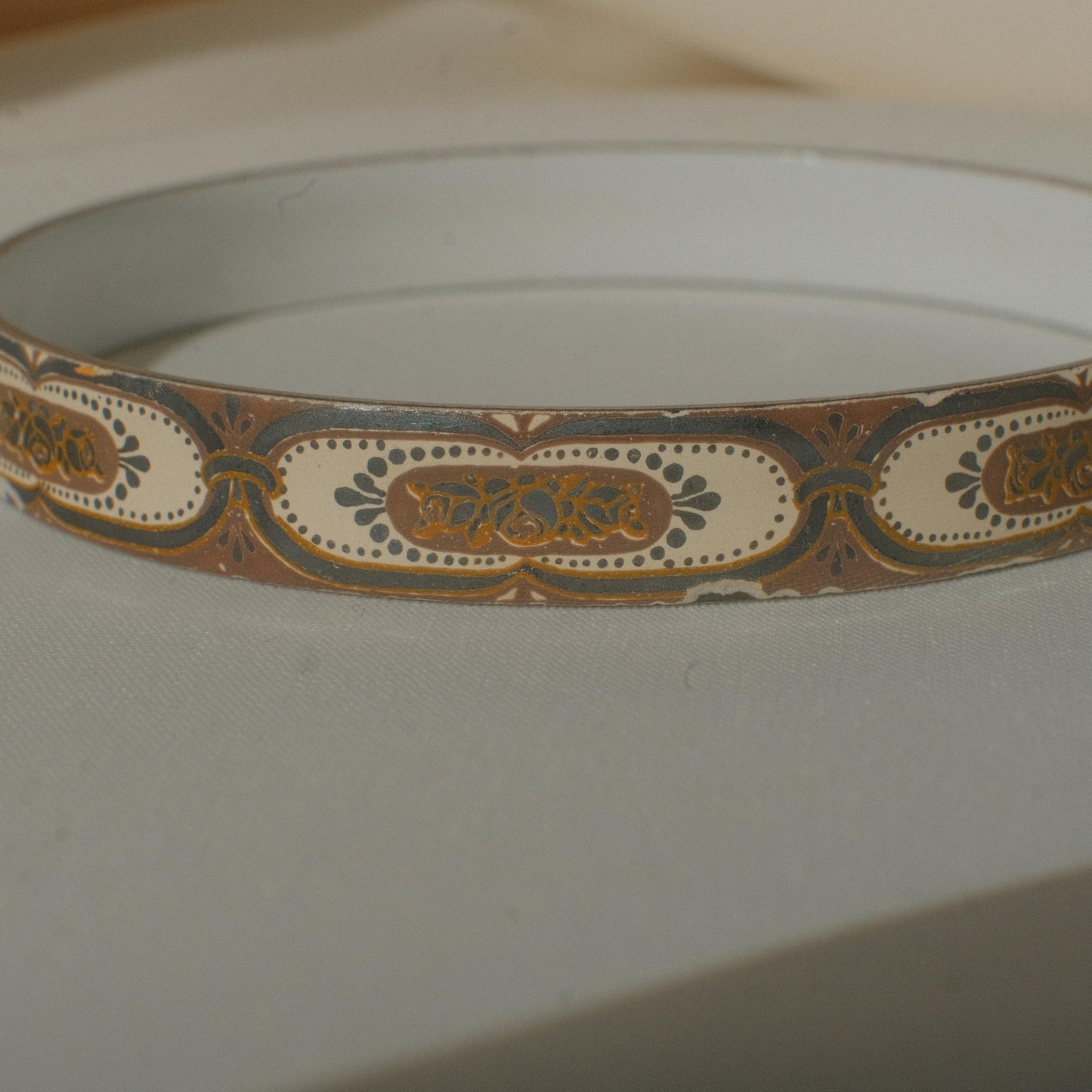 Vintage Michaela Frey Enamel Bangle with Medallion Motif