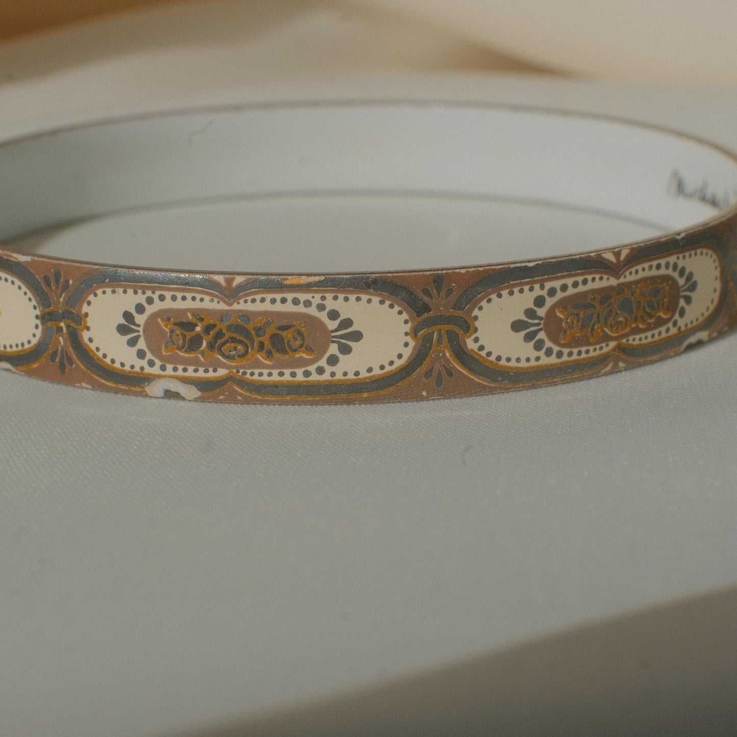 Vintage Michaela Frey Enamel Bangle with Medallion Motif