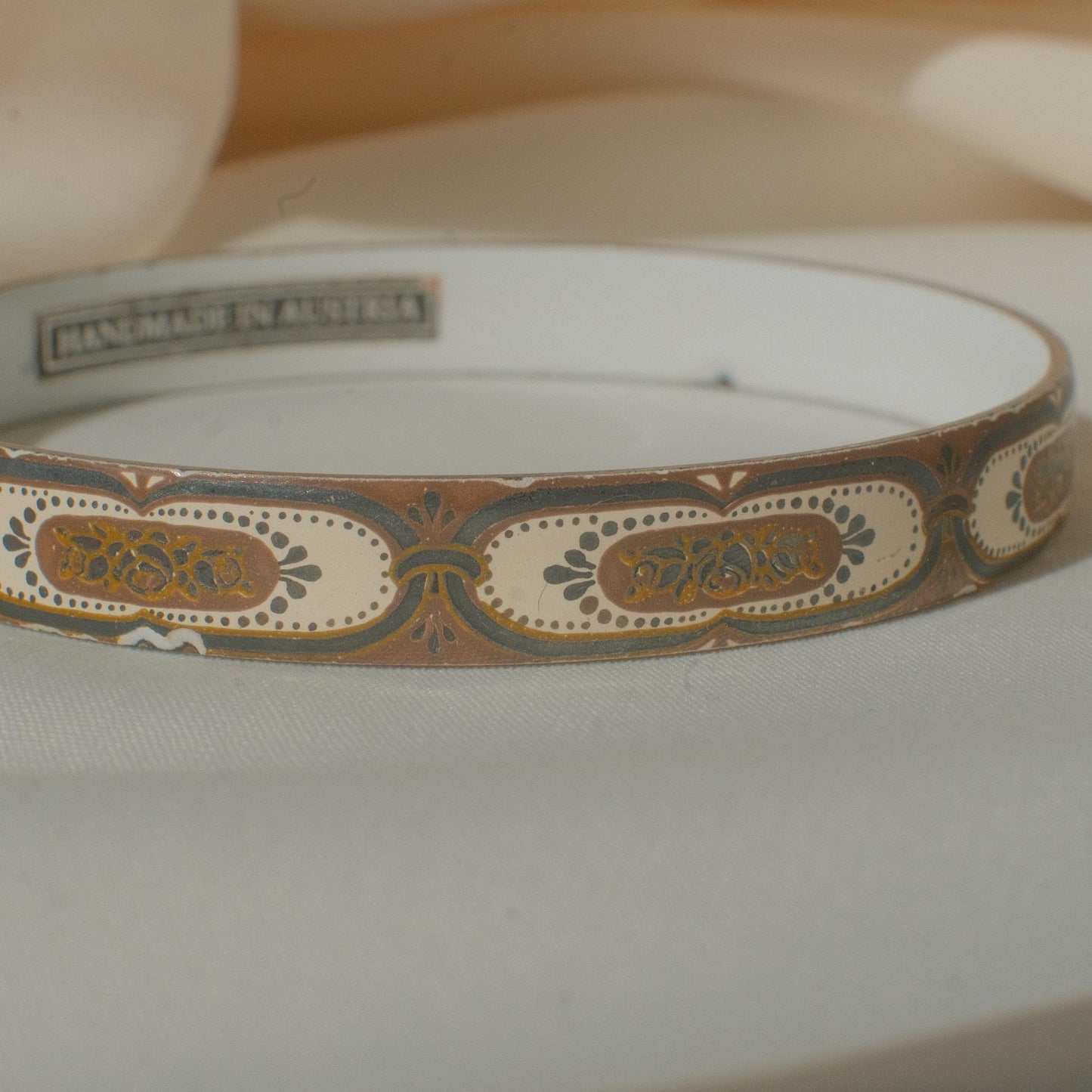 Vintage Michaela Frey Enamel Bangle with Medallion Motif