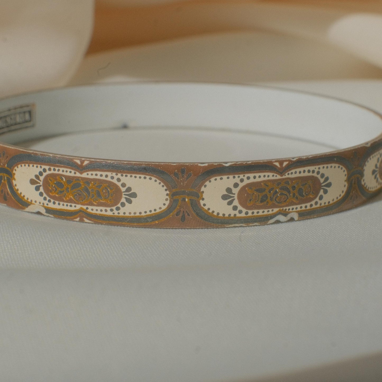 Vintage Michaela Frey Enamel Bangle with Medallion Motif