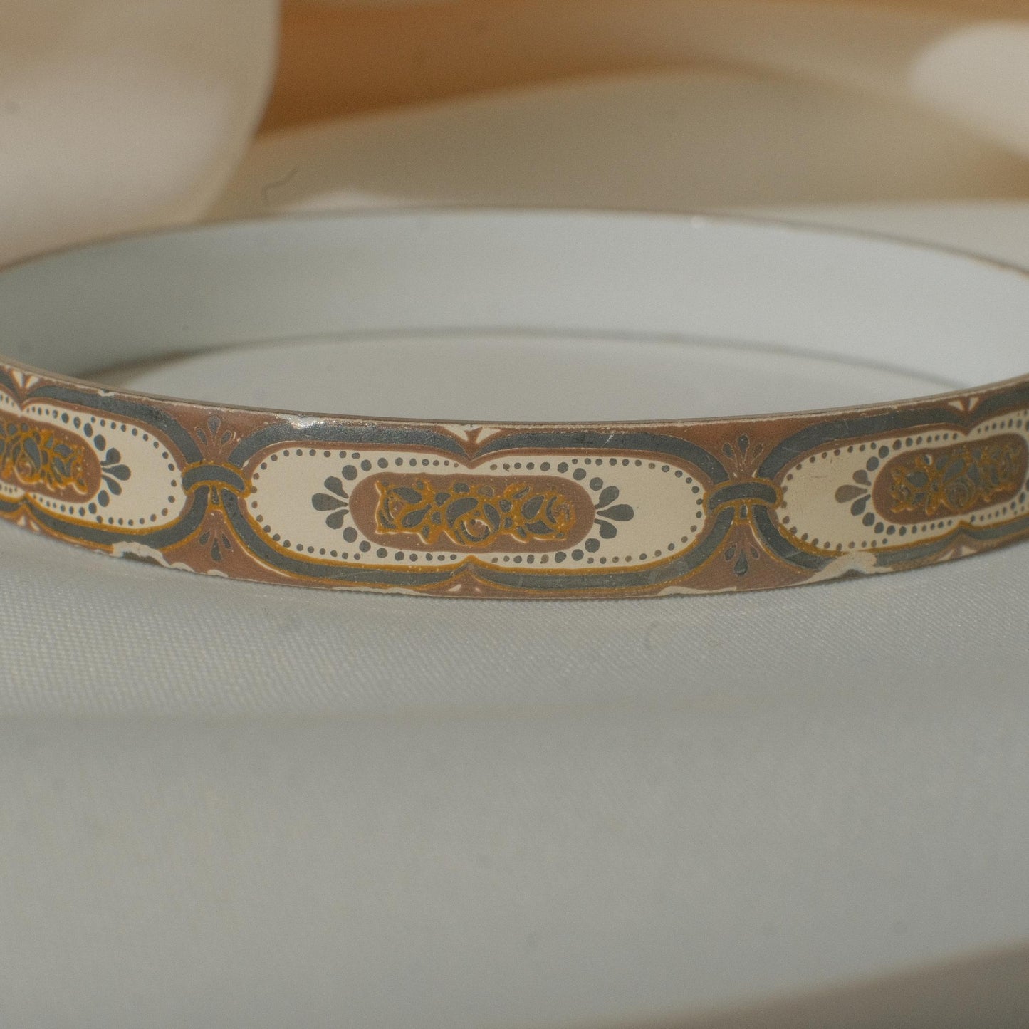 Vintage Michaela Frey Enamel Bangle with Medallion Motif