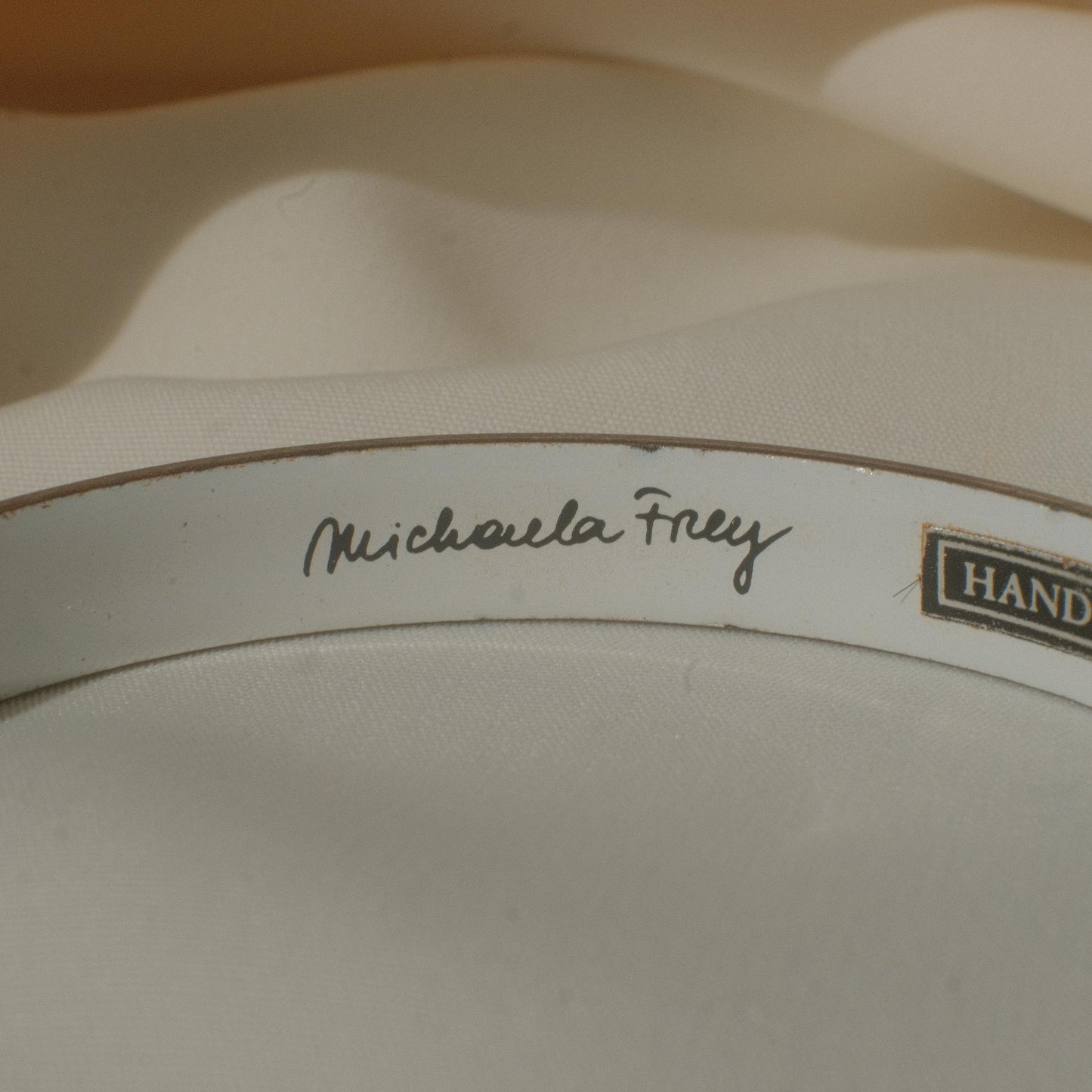 Vintage Michaela Frey Enamel Bangle with Medallion Motif