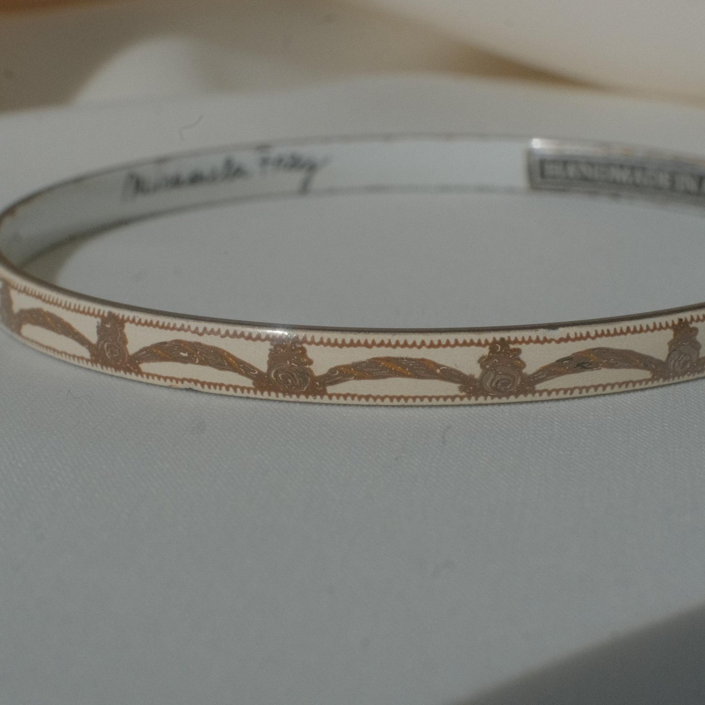 Vintage Michaela Frey Enamel Bangle with Arch Motif