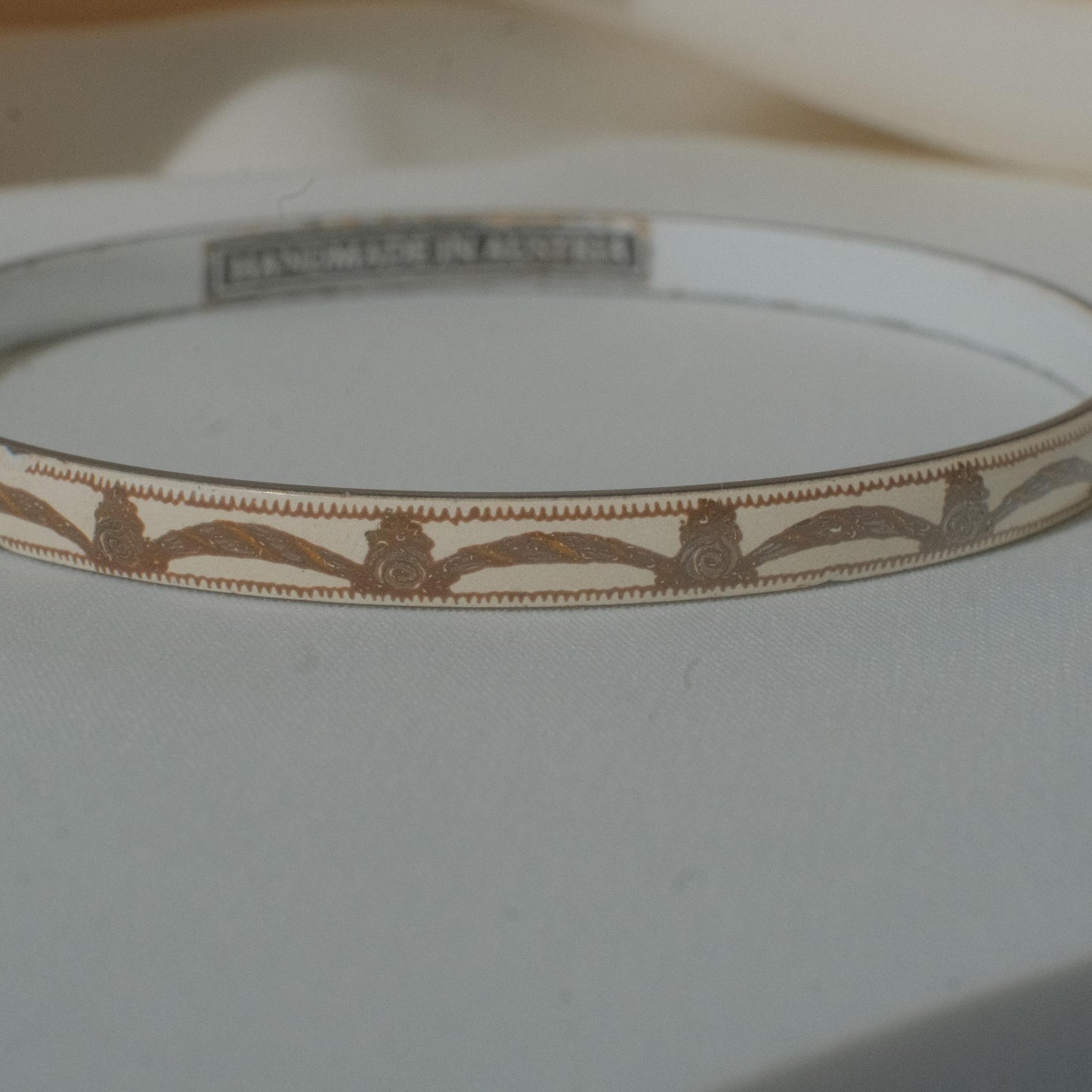 Vintage Michaela Frey Enamel Bangle with Arch Motif