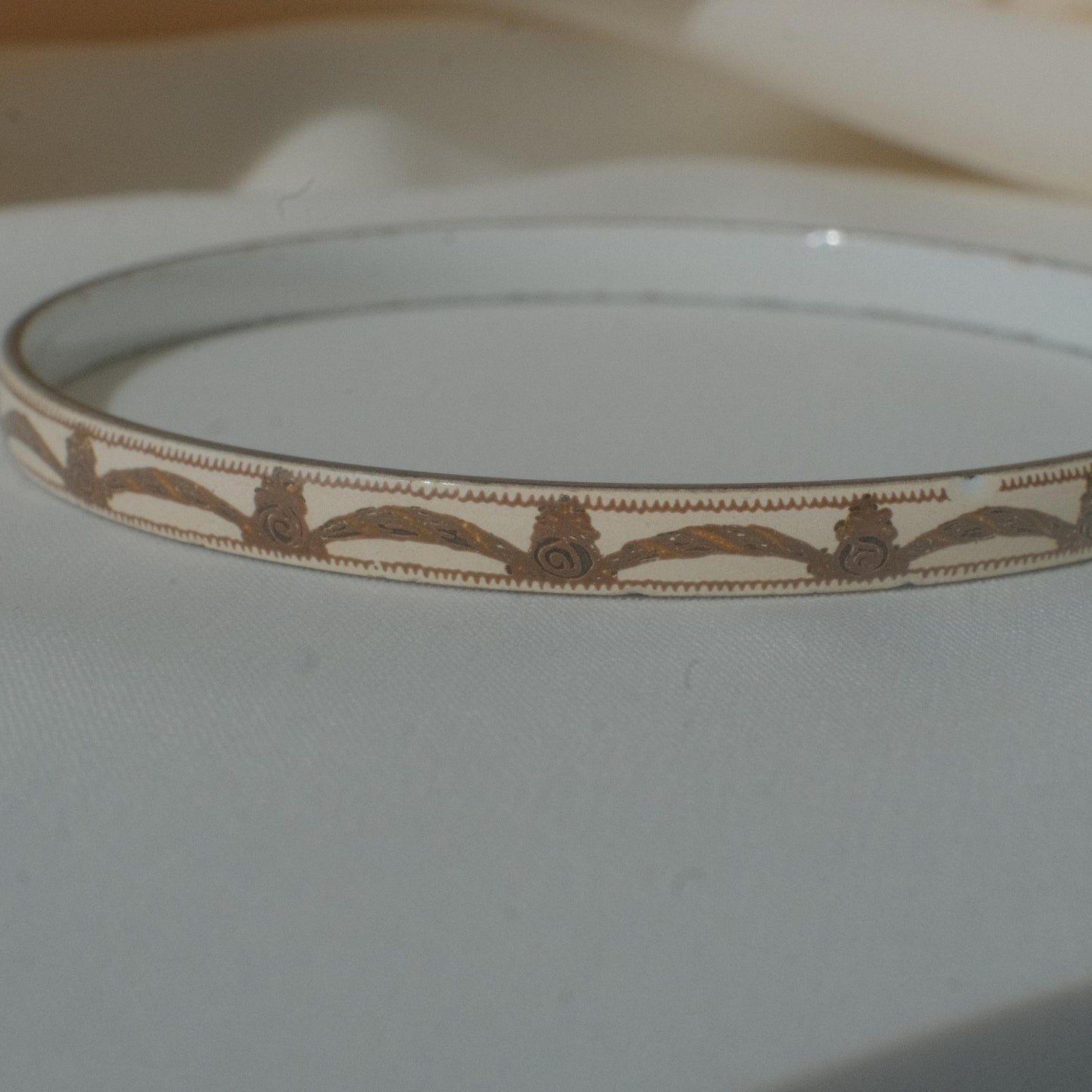 Vintage Michaela Frey Enamel Bangle with Arch Motif
