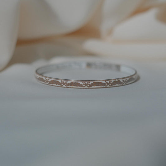 Vintage Michaela Frey Enamel Bangle with Damask Motif