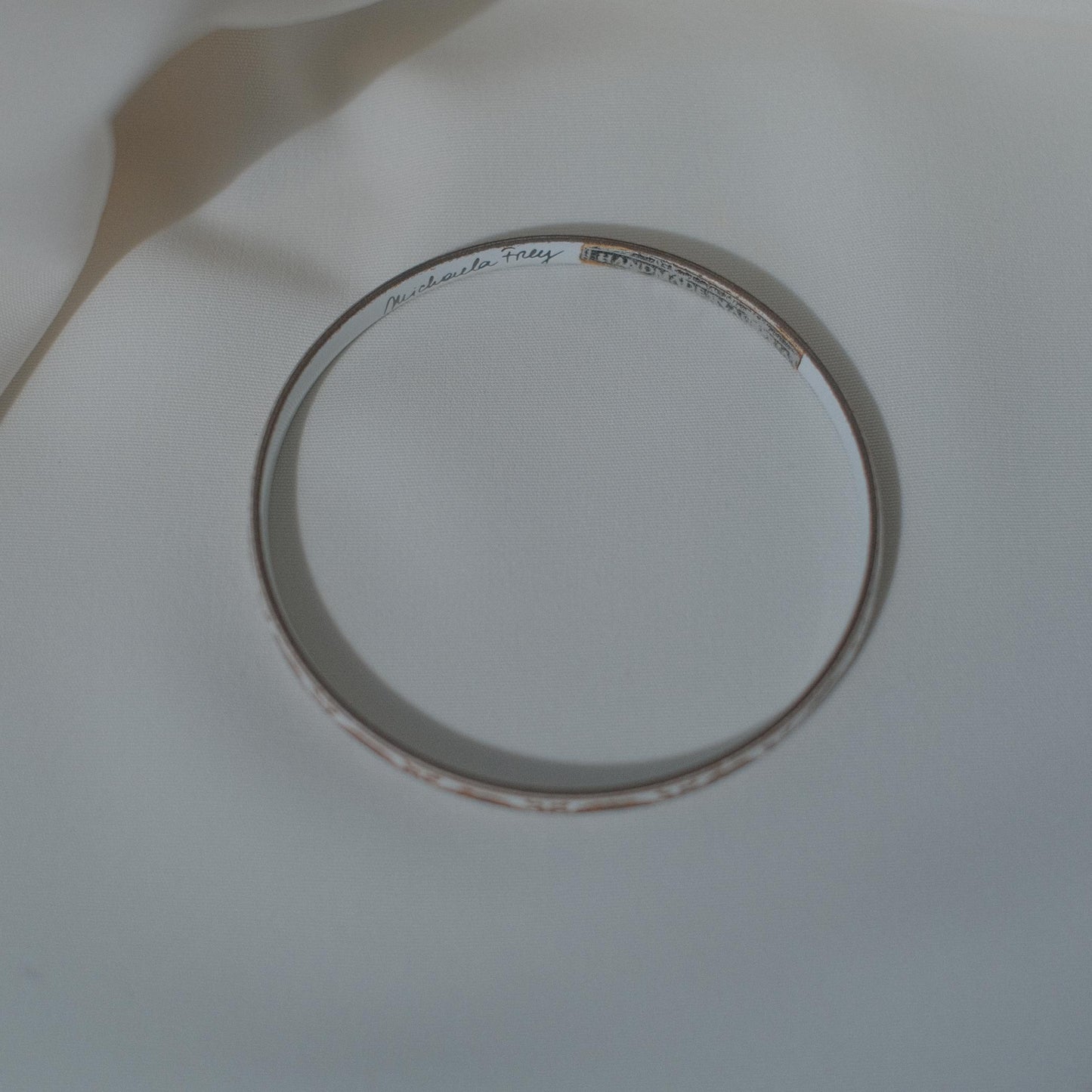 Vintage Michaela Frey Enamel Bangle with Damask Motif