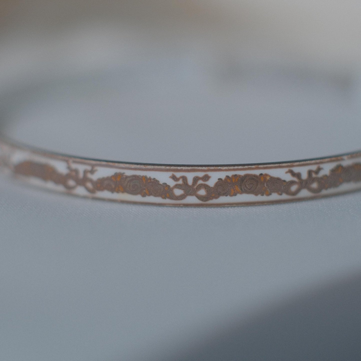 Vintage Michaela Frey Enamel Bangle with Damask Motif