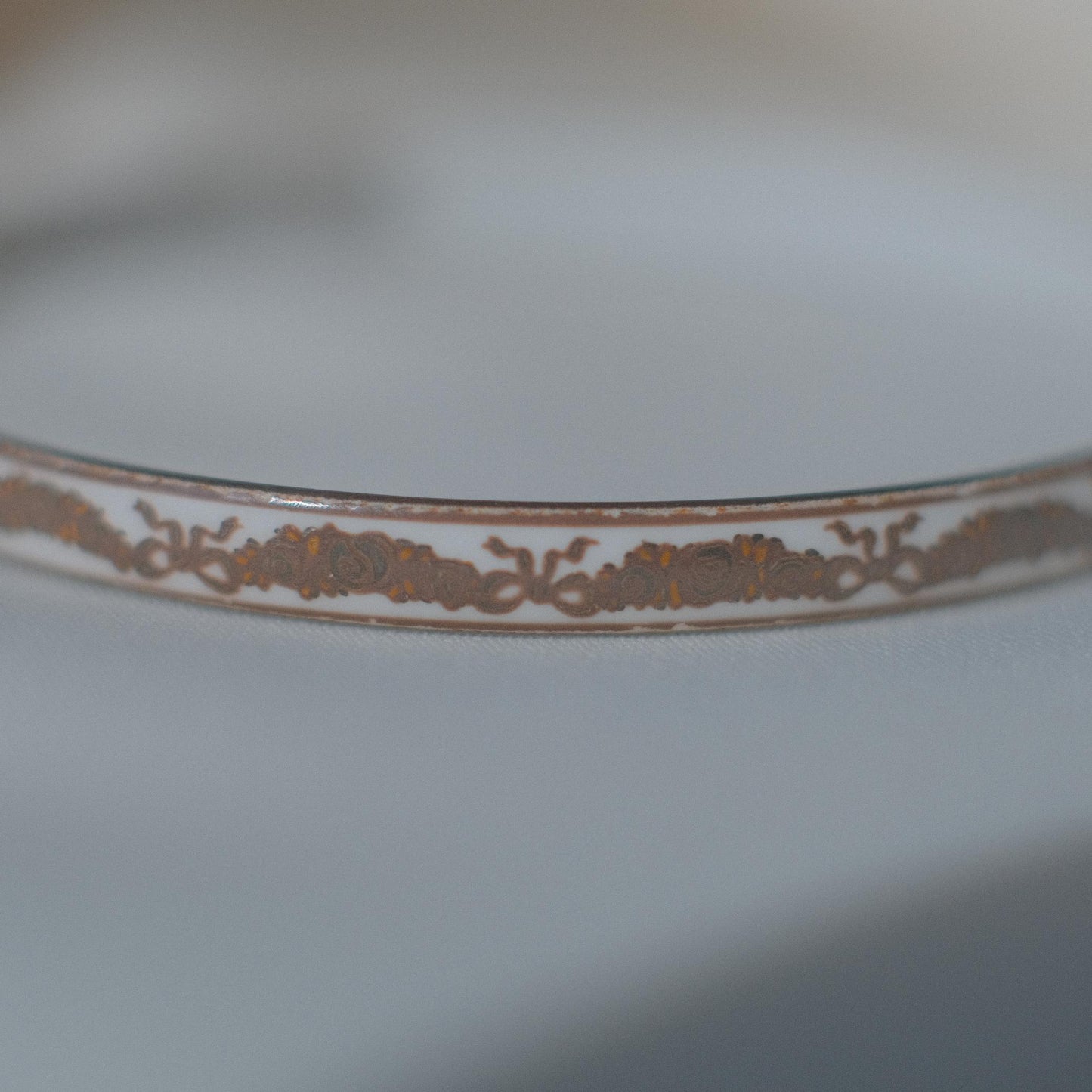 Vintage Michaela Frey Enamel Bangle with Damask Motif