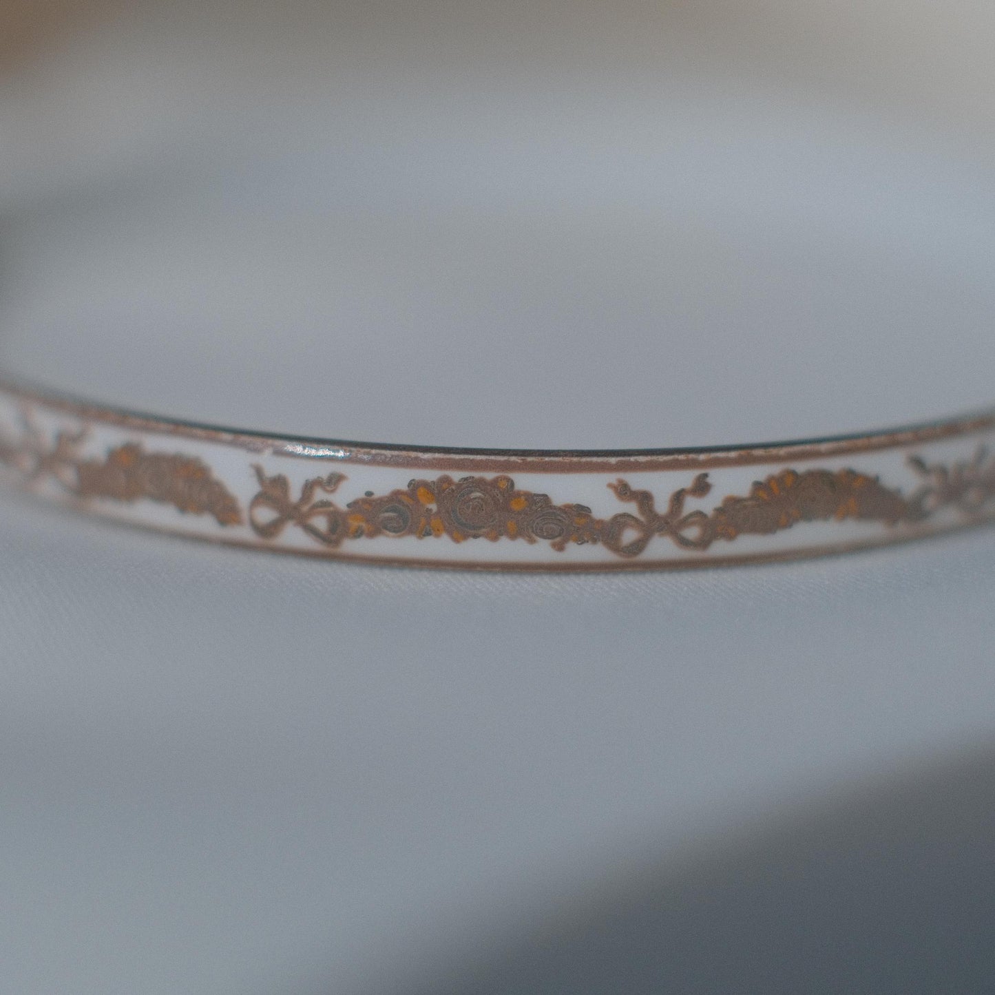 Vintage Michaela Frey Enamel Bangle with Damask Motif