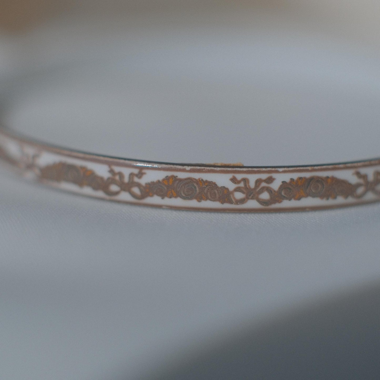 Vintage Michaela Frey Enamel Bangle with Damask Motif