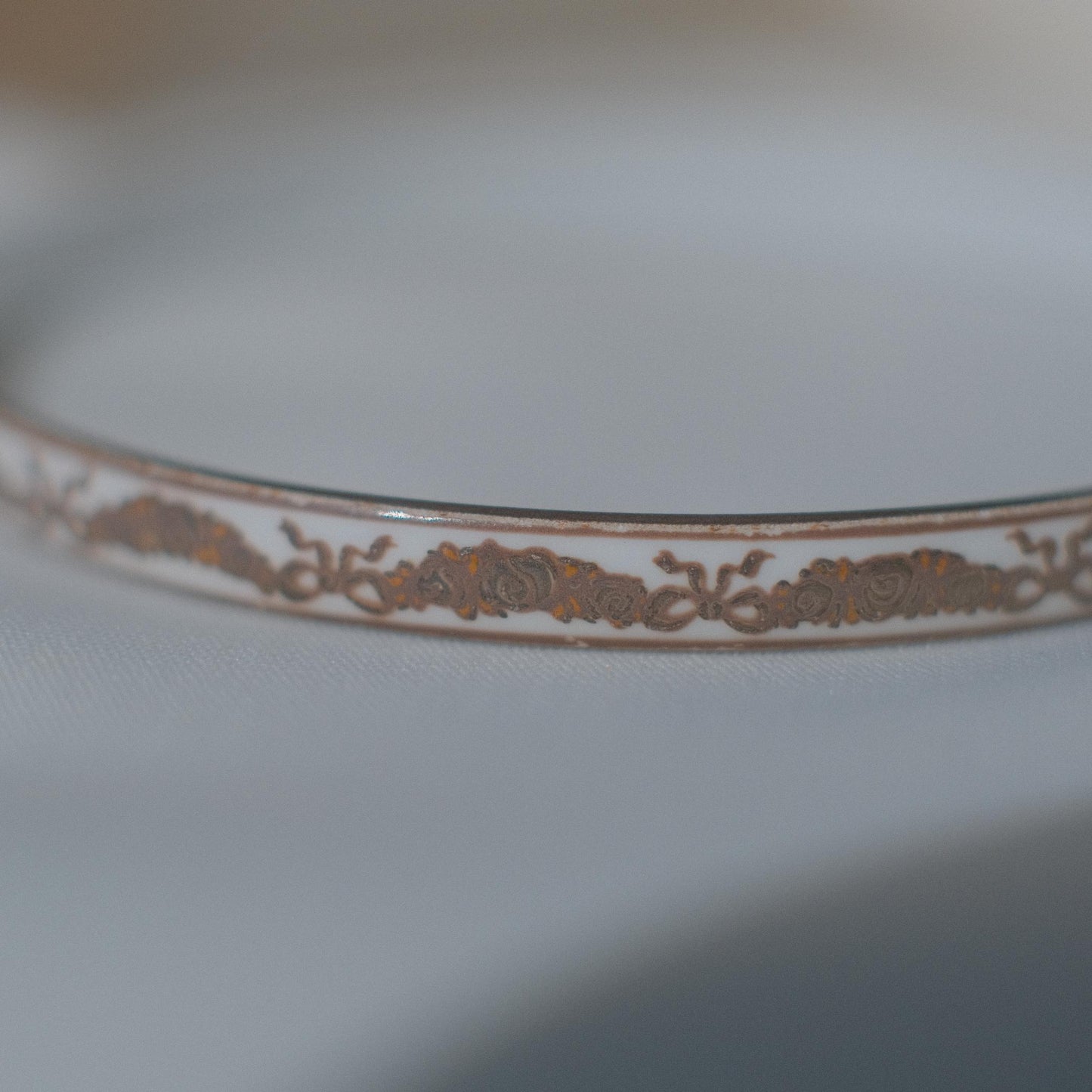 Vintage Michaela Frey Enamel Bangle with Damask Motif