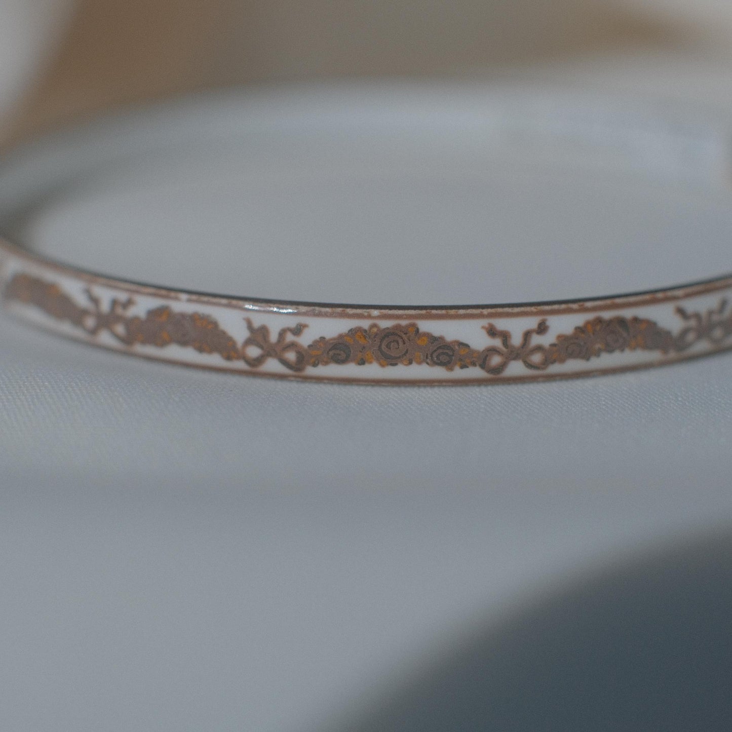 Vintage Michaela Frey Enamel Bangle with Damask Motif