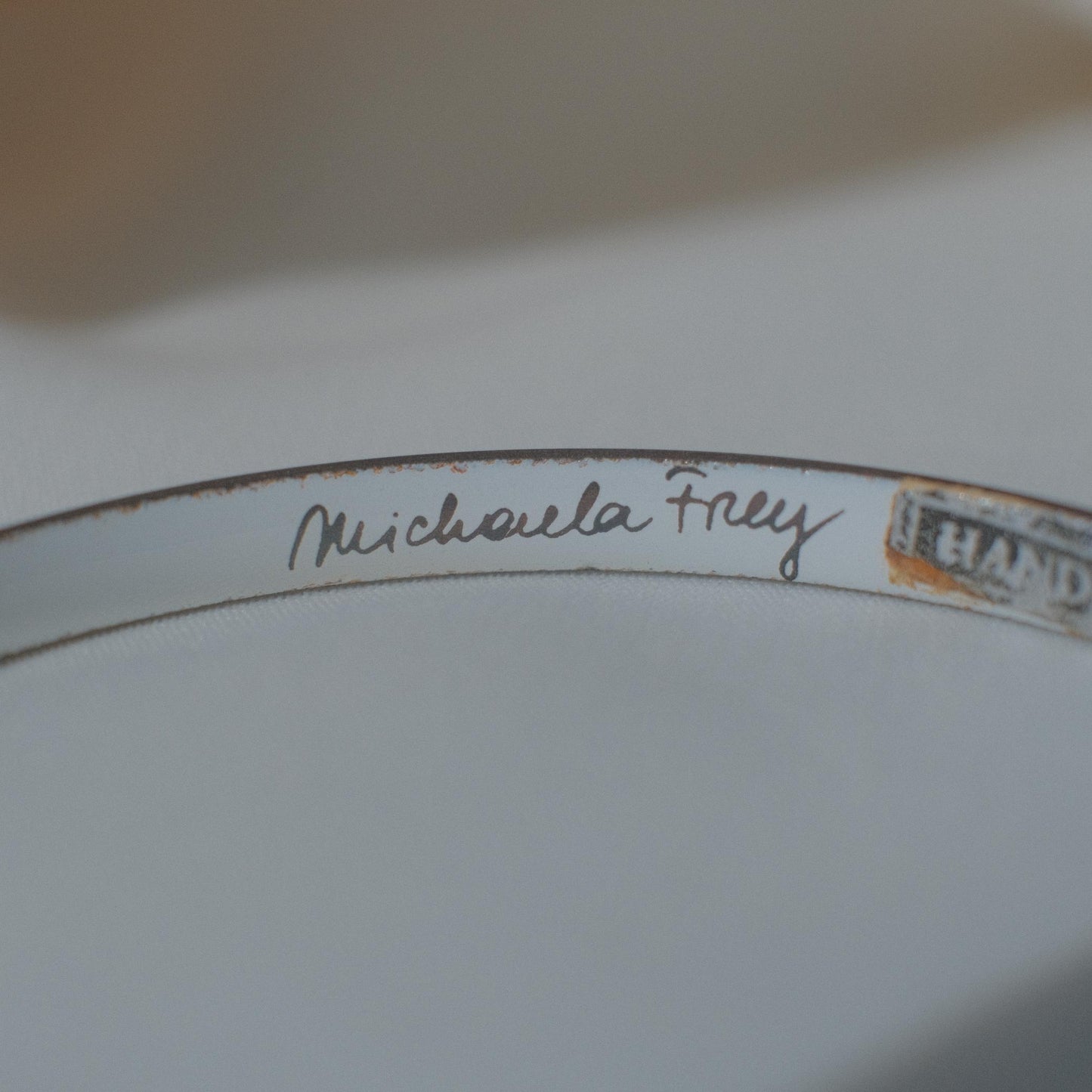 Vintage Michaela Frey Enamel Bangle with Damask Motif