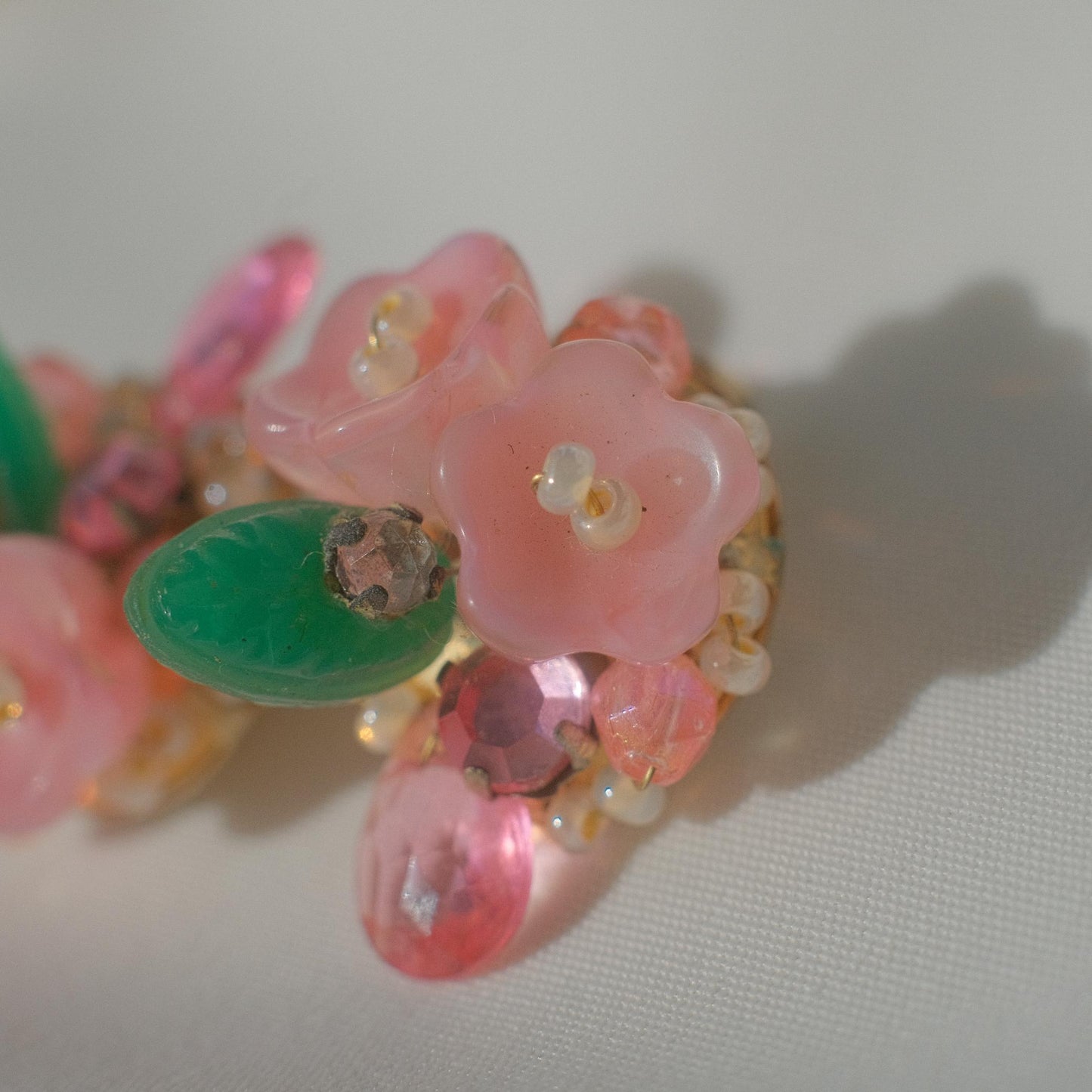Vintage pink floral bead earrings