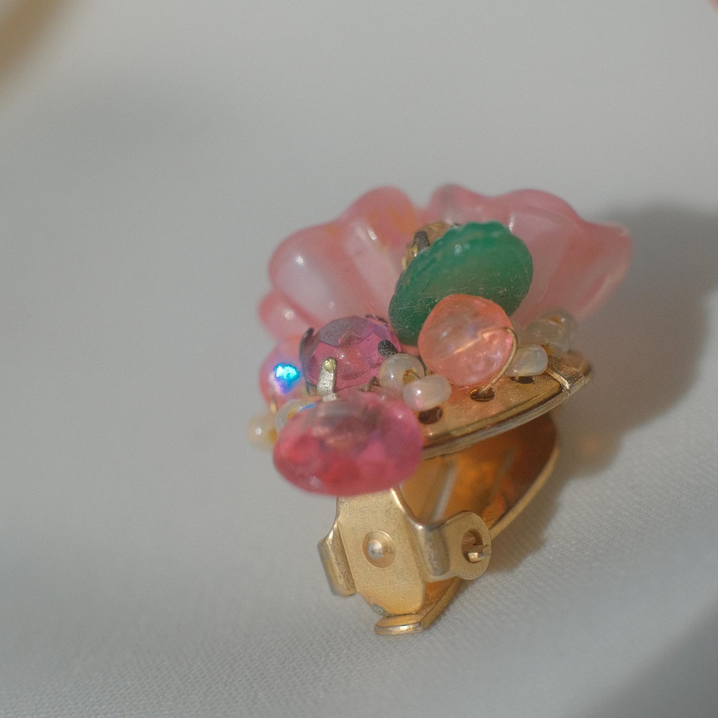 Vintage pink floral bead earrings
