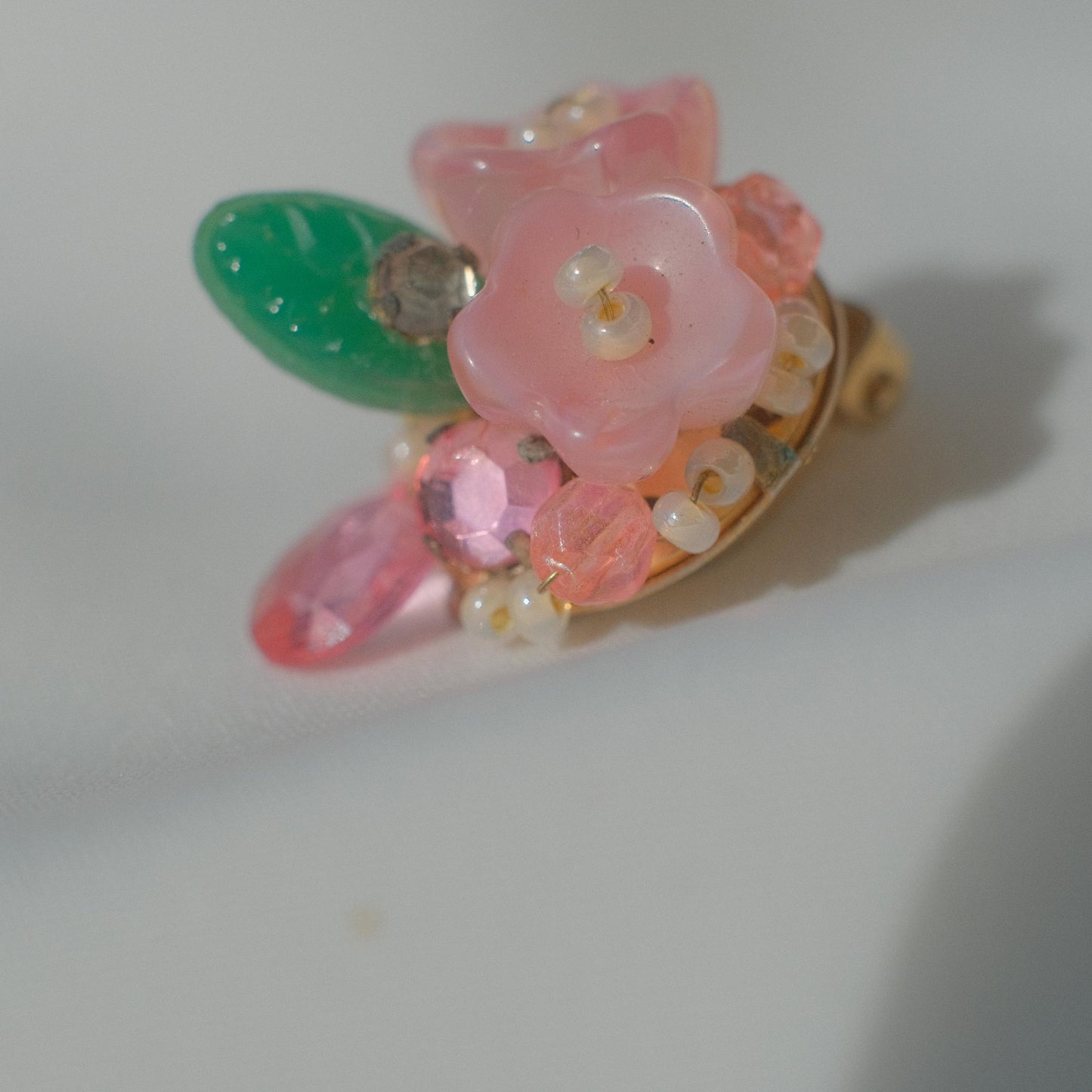 Vintage pink floral bead earrings