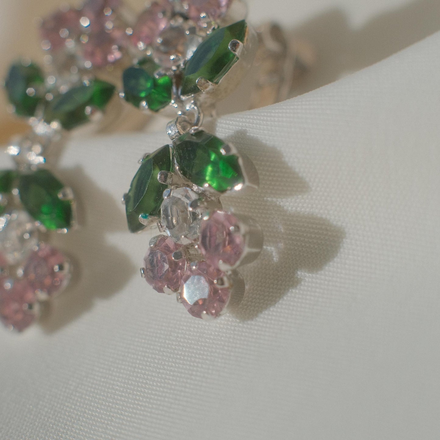 Vintage rhinestone floral earrings