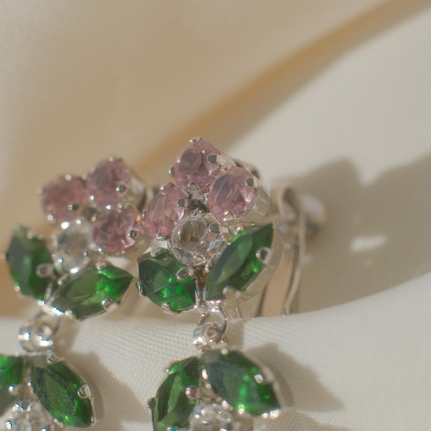 Vintage rhinestone floral earrings