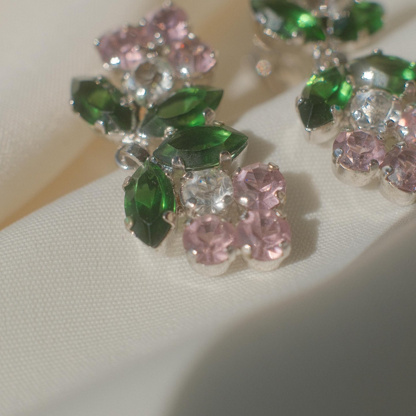 Vintage rhinestone floral earrings