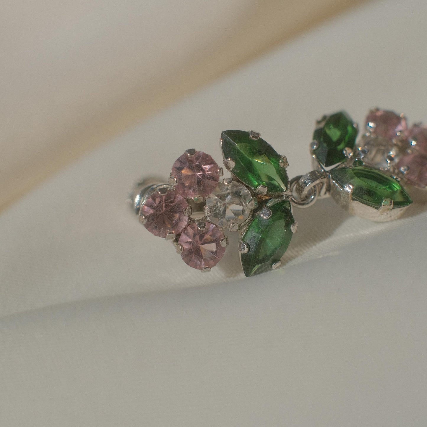 Vintage rhinestone floral earrings