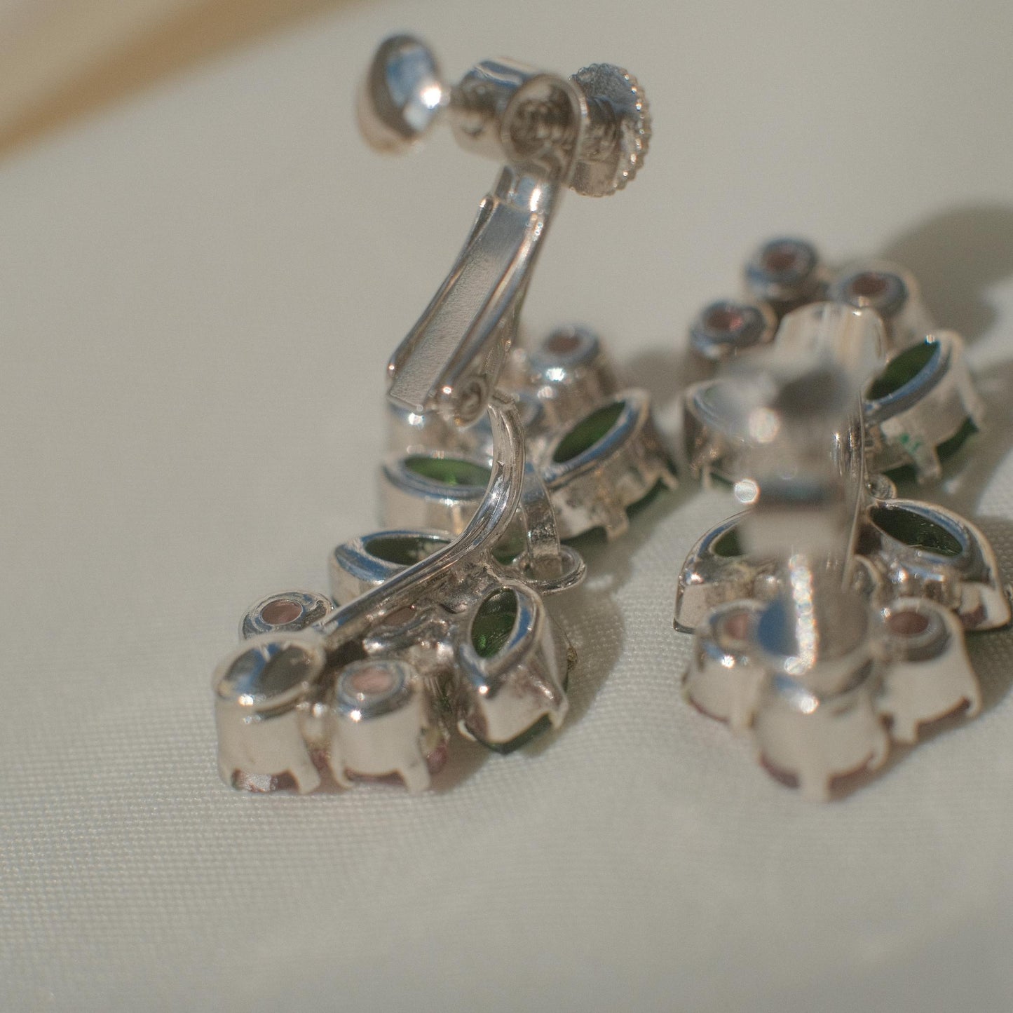 Vintage rhinestone floral earrings