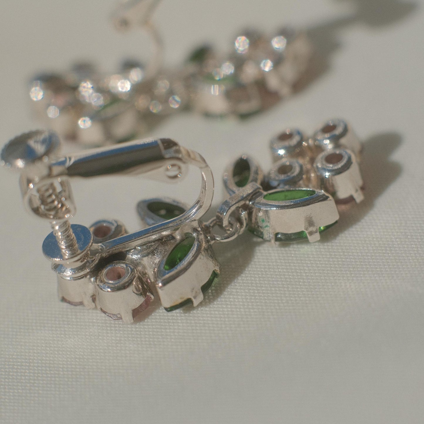 Vintage rhinestone floral earrings