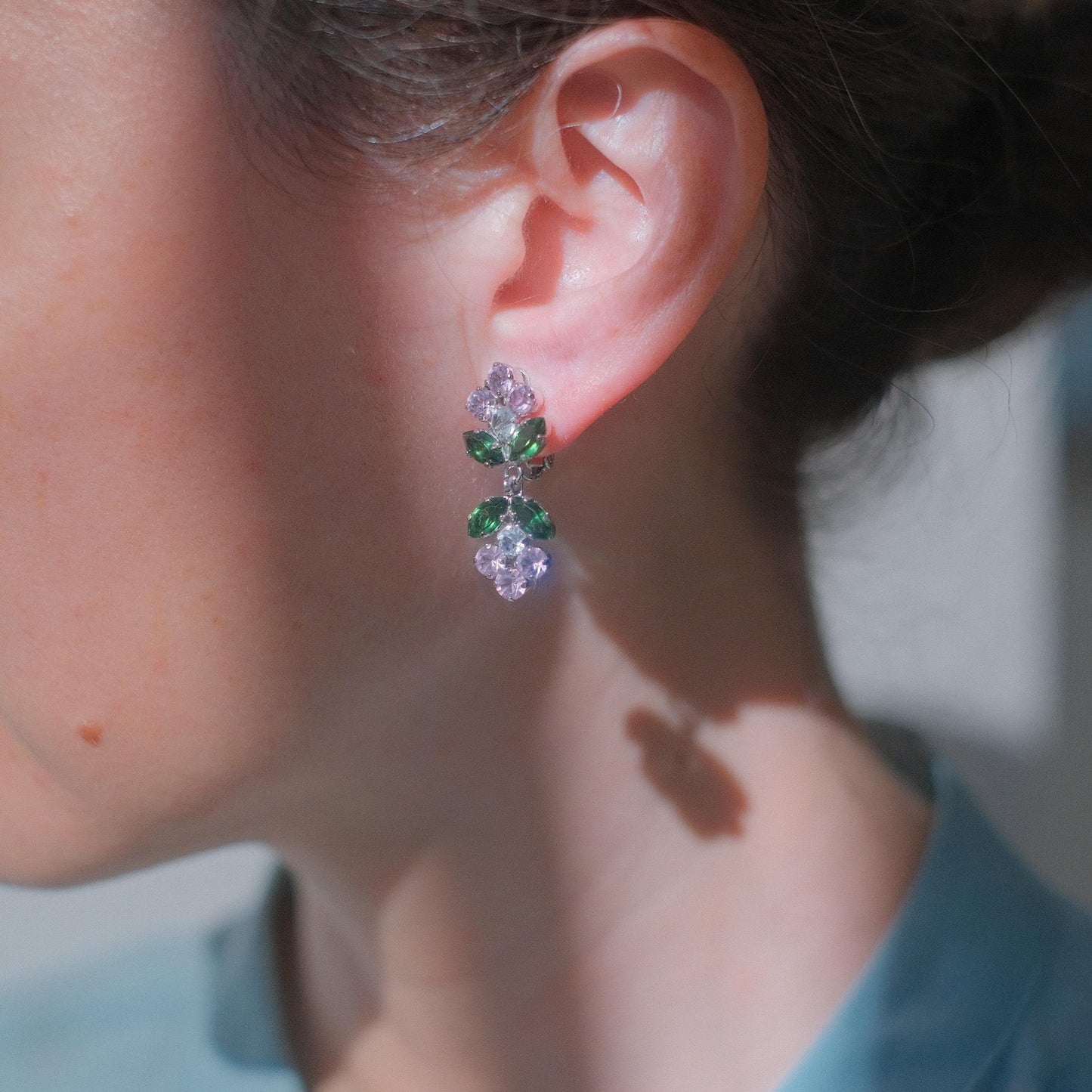Vintage rhinestone floral earrings