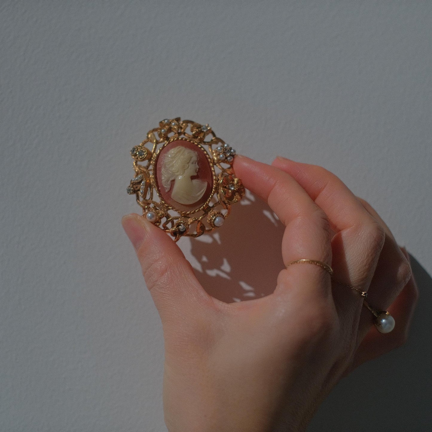 Vintage Cameo Brooch with Detailed Frame