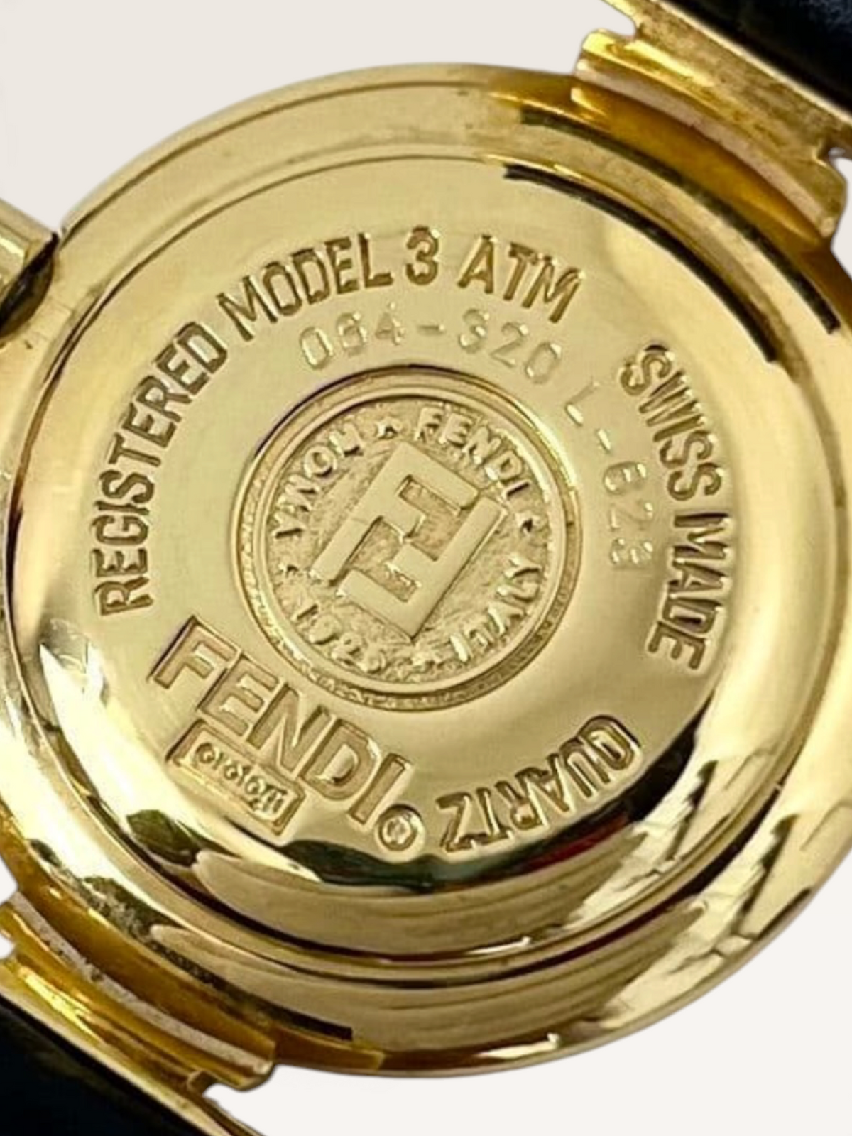 FENDI 320L FF Logo Black Dial Vintage Quartz Watch