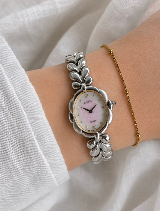 Vintage Citizen Exceed Sterling Silver Bracelet Watch, 1990