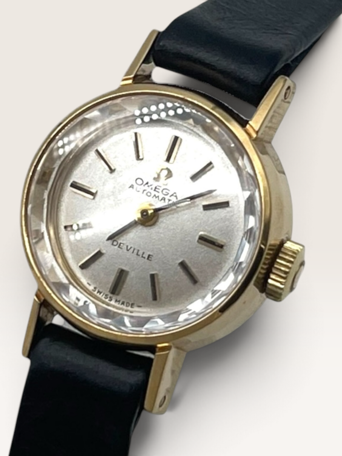OMEGA De Ville Vintage Watch with Faceted Crystal