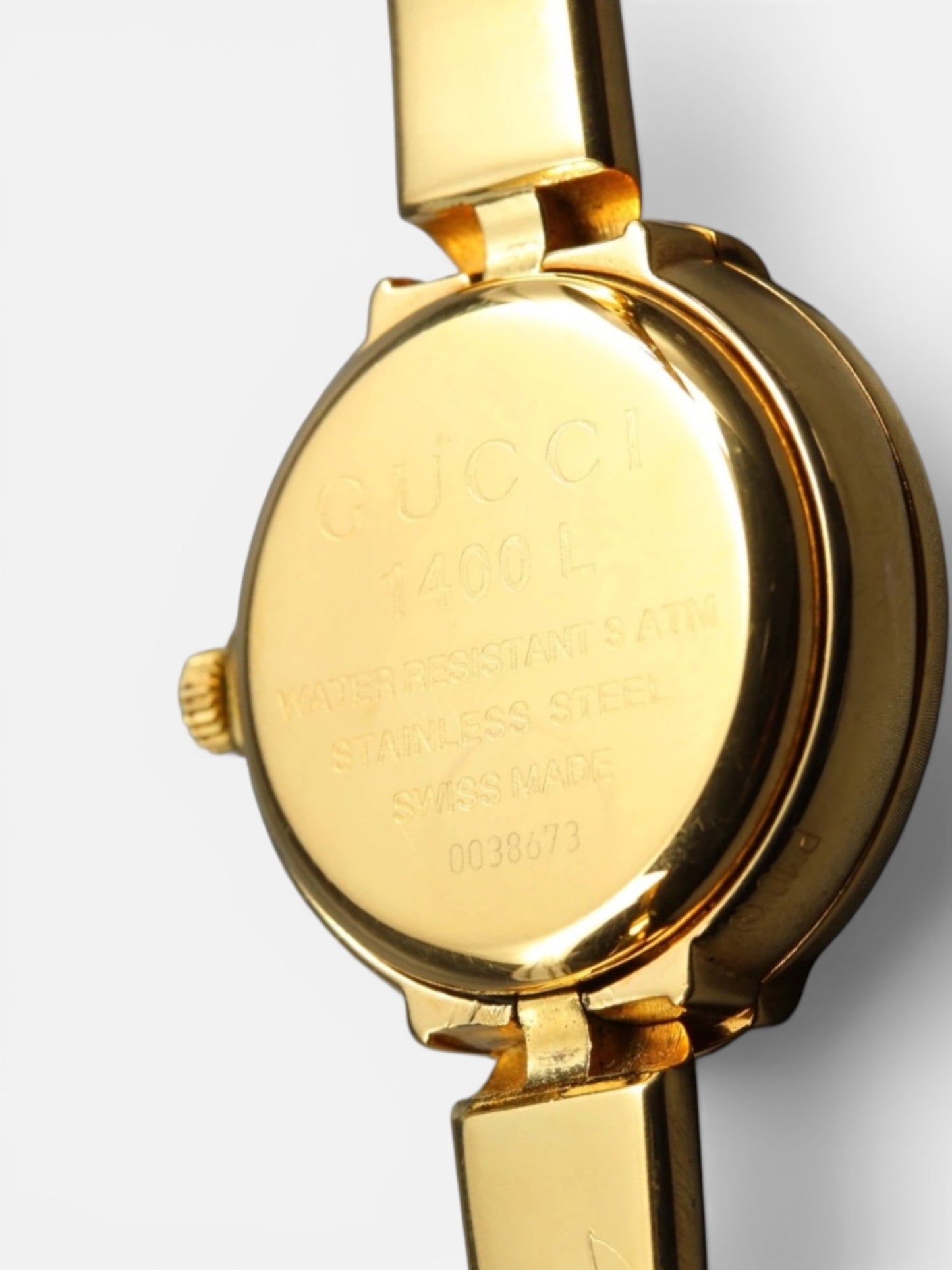 Vintage Gucci White Dial Gold Bangle Watch
