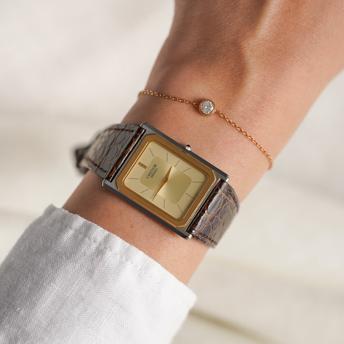 SEIKO CREDOR Two-Tone Rectangular Watch