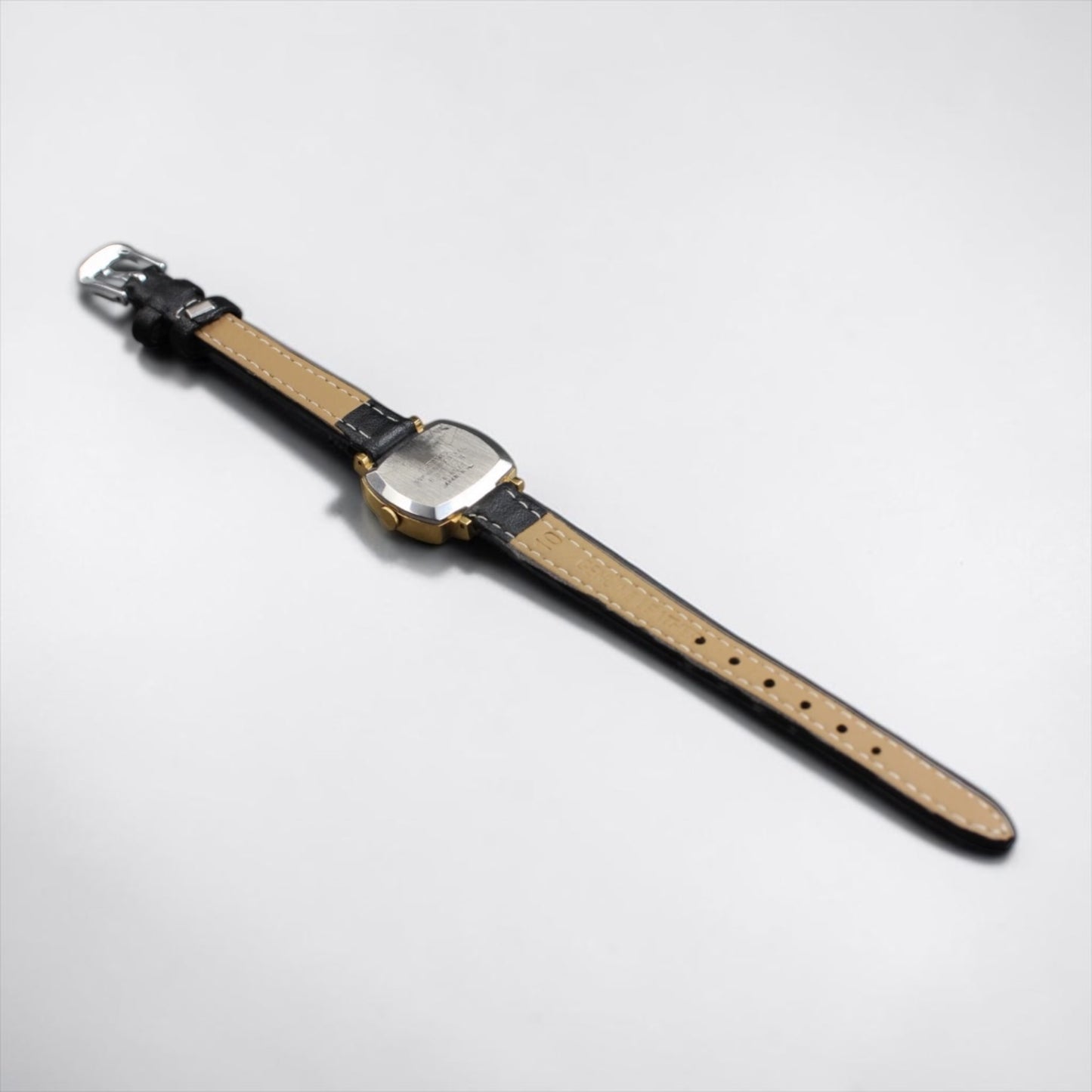 Seiko Quartz Gold Cushion-Case Leather Watch