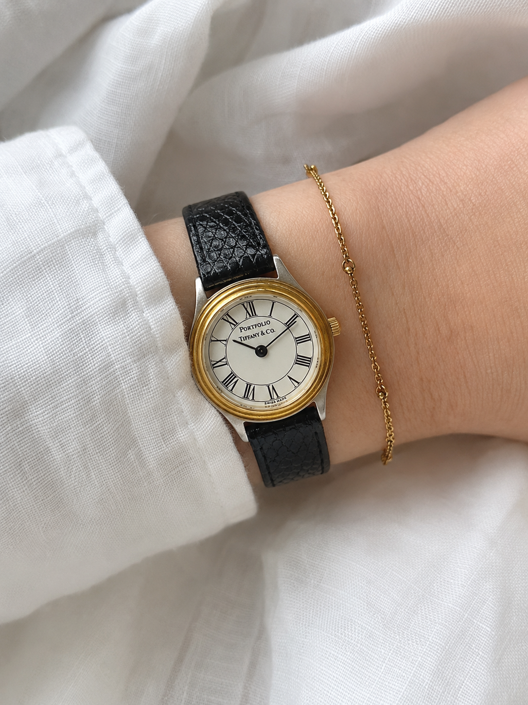 Tiffany & Co. Portfolio Vintage Watch (Two-Tone, White Dial)