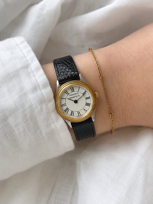 Vintage Tiffany & Co. Portfolio Vintage Watch (Two-Tone, White Dial)