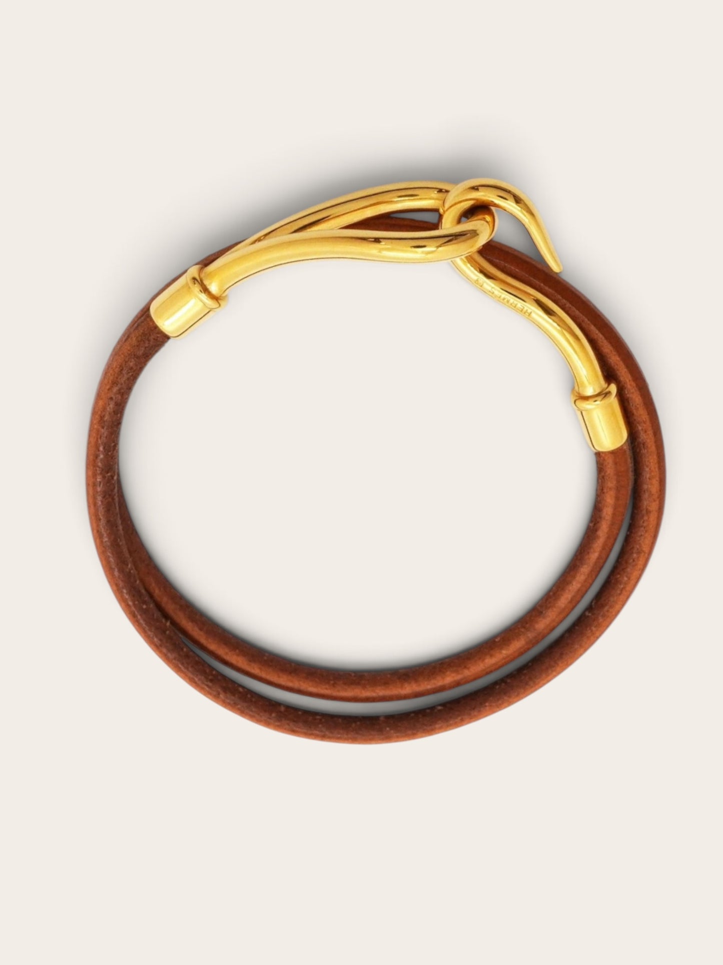 Hermès Jumbo Leather Bracelet, Gold and Brown