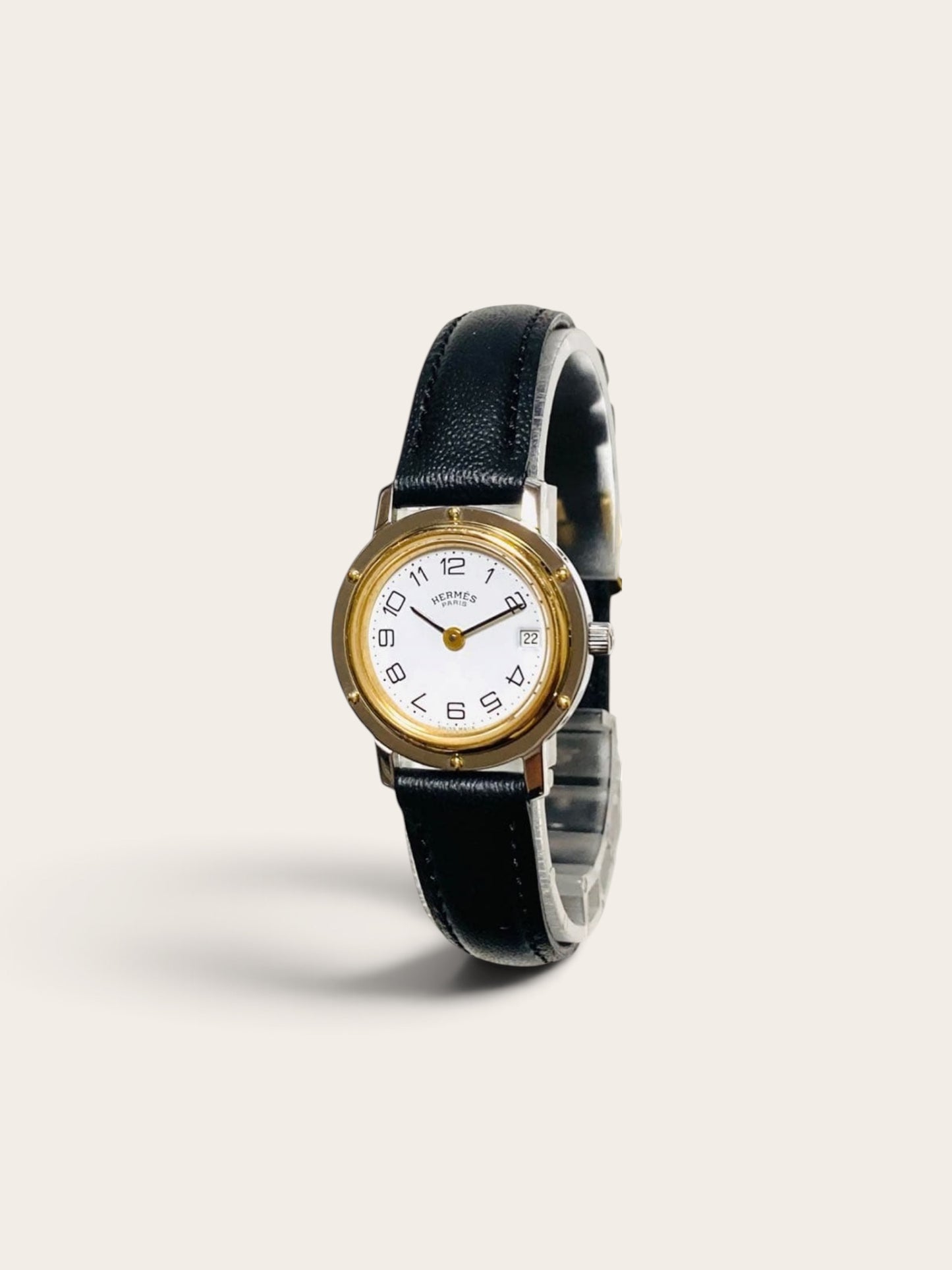 HERMÈS Vintage Watch (White Dial, Gold-Plated Case)